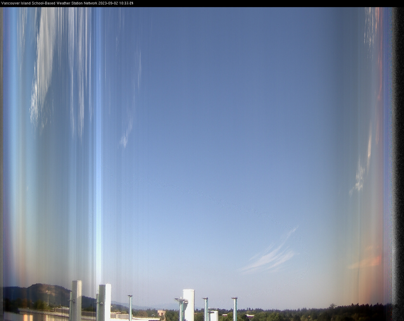 image of the sky seen from UVic, each column of pixels is a different minute, keogram
