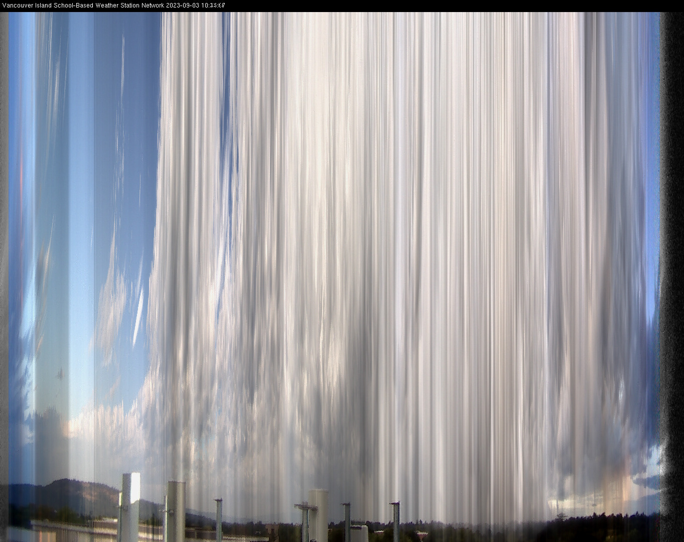 image of the sky seen from UVic, each column of pixels is a different minute, keogram