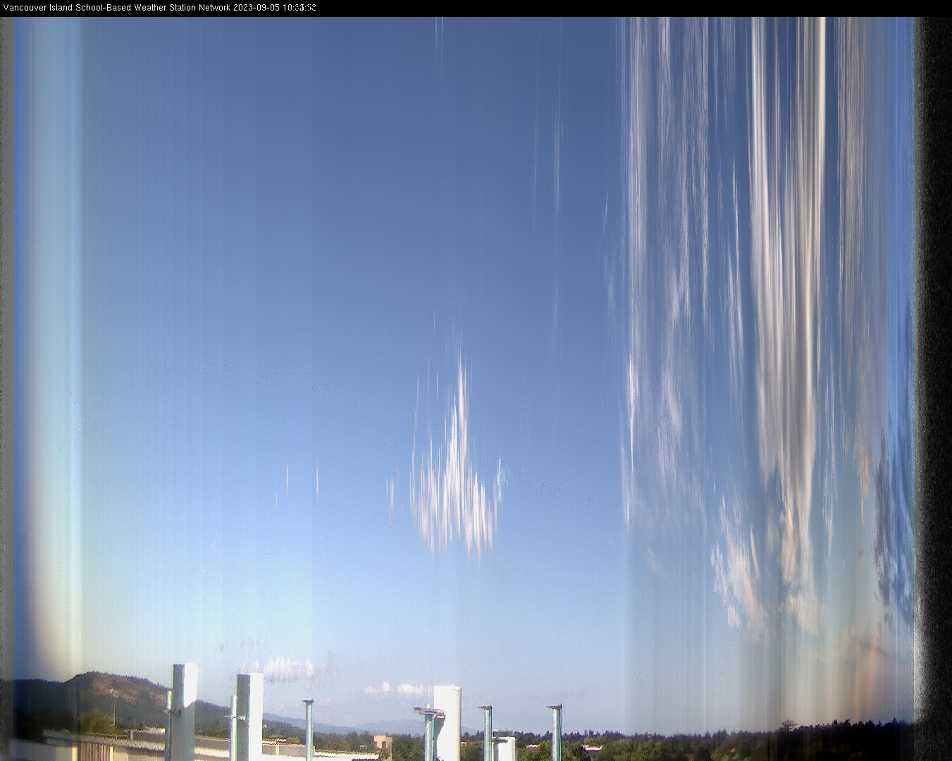 image of the sky seen from UVic, each column of pixels is a different minute, keogram