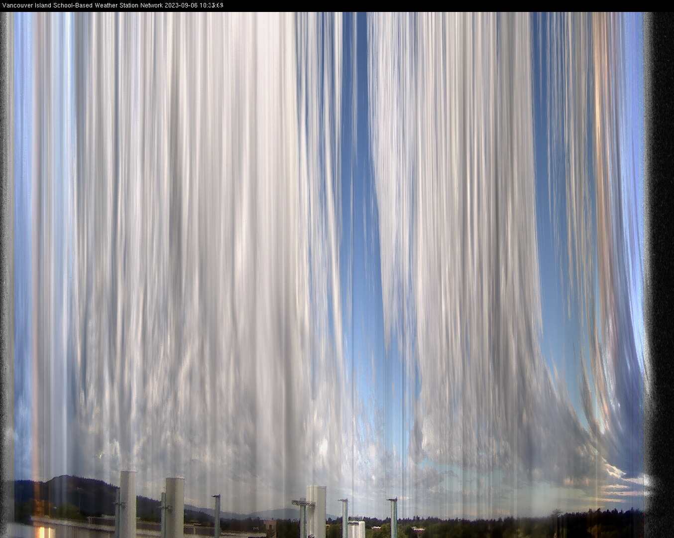 image of the sky seen from UVic, each column of pixels is a different minute, keogram