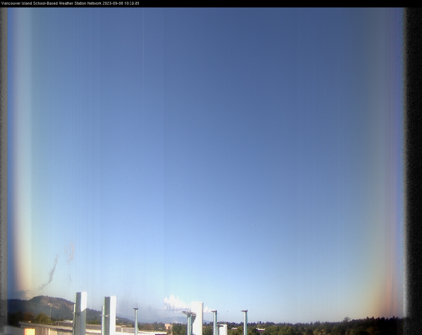 image of the sky seen from UVic, each column of pixels is a different minute, keogram