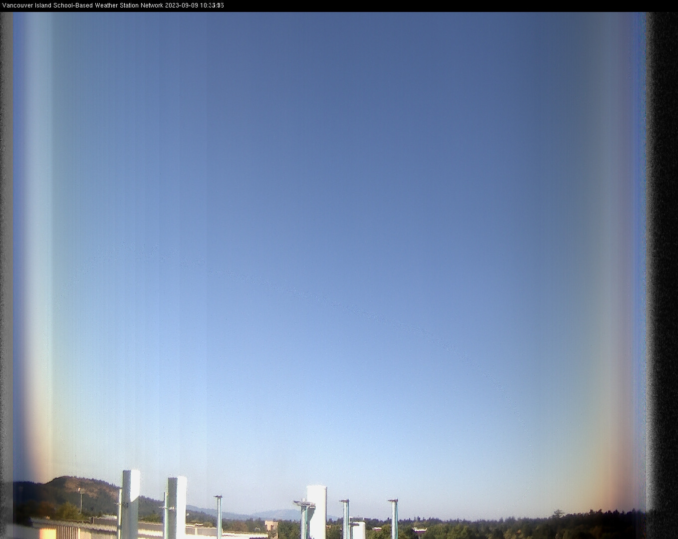 image of the sky seen from UVic, each column of pixels is a different minute, keogram