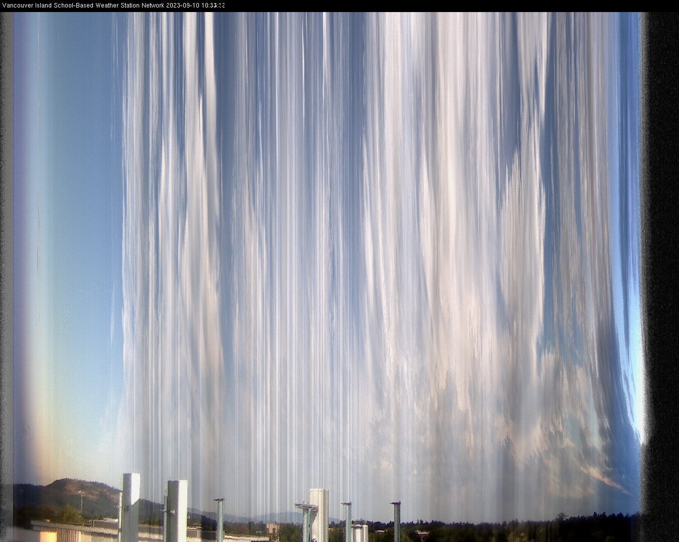 image of the sky seen from UVic, each column of pixels is a different minute, keogram