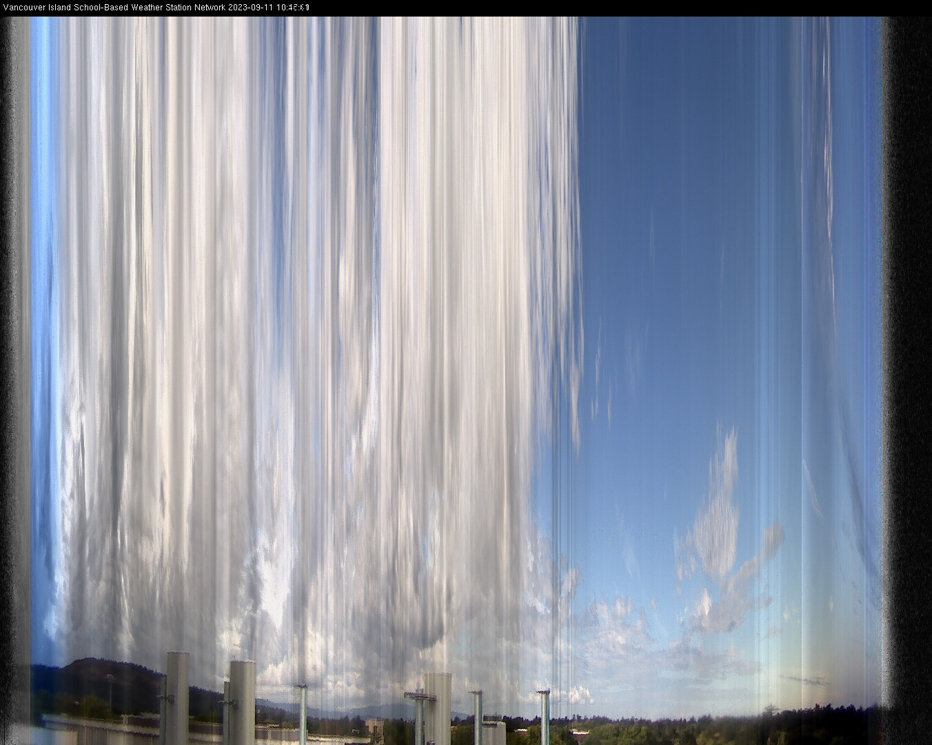 image of the sky seen from UVic, each column of pixels is a different minute, keogram