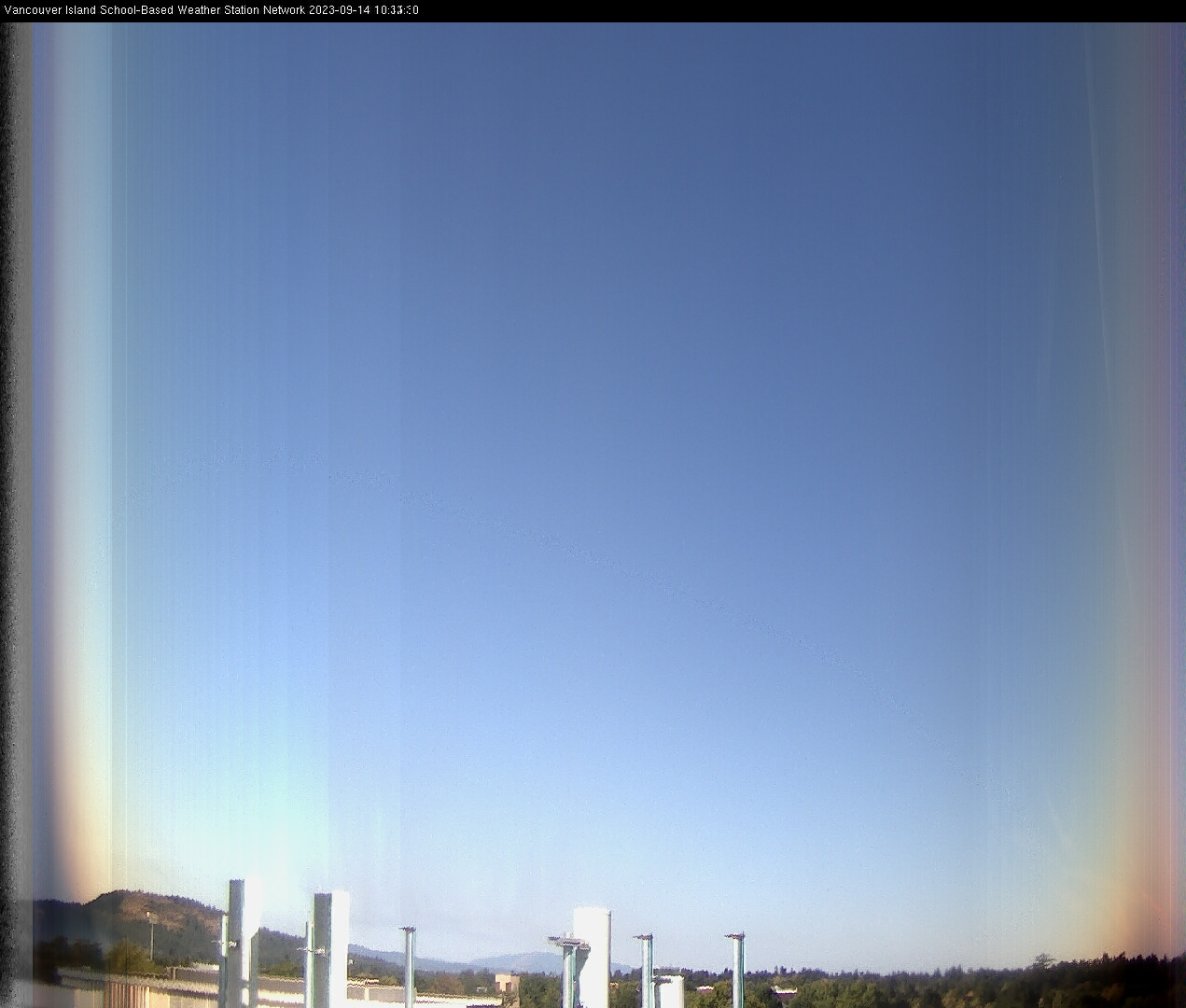 image of the sky seen from UVic, each column of pixels is a different minute, keogram