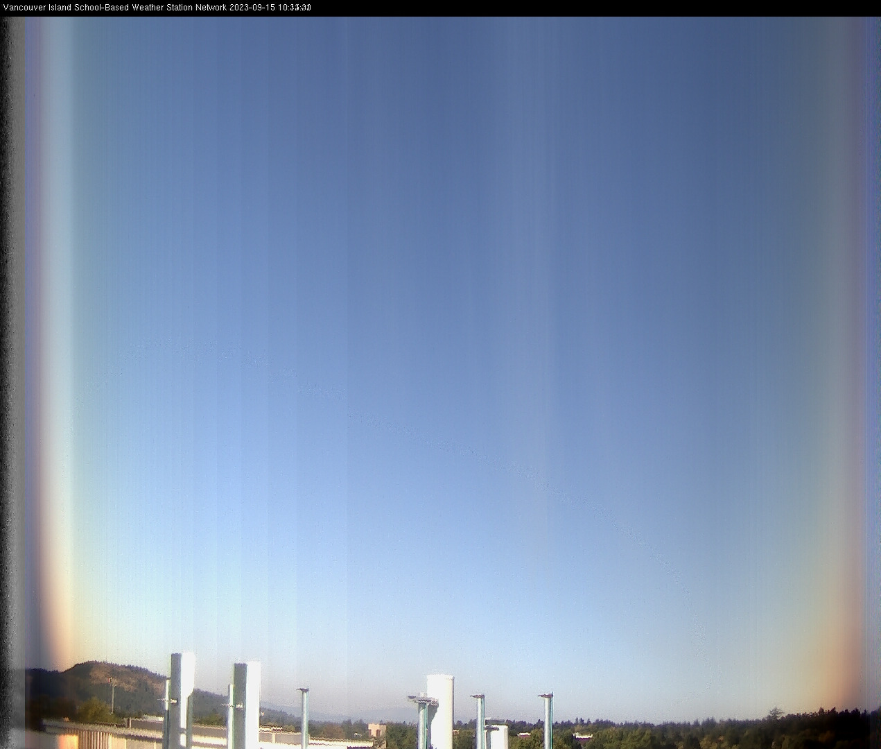 image of the sky seen from UVic, each column of pixels is a different minute, keogram