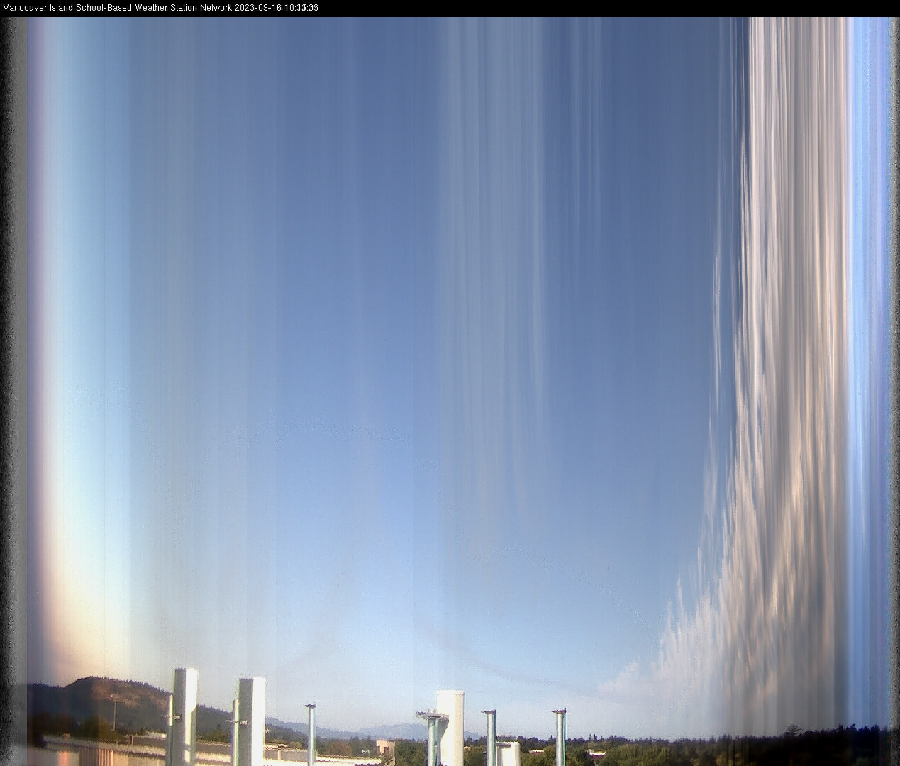 image of the sky seen from UVic, each column of pixels is a different minute, keogram