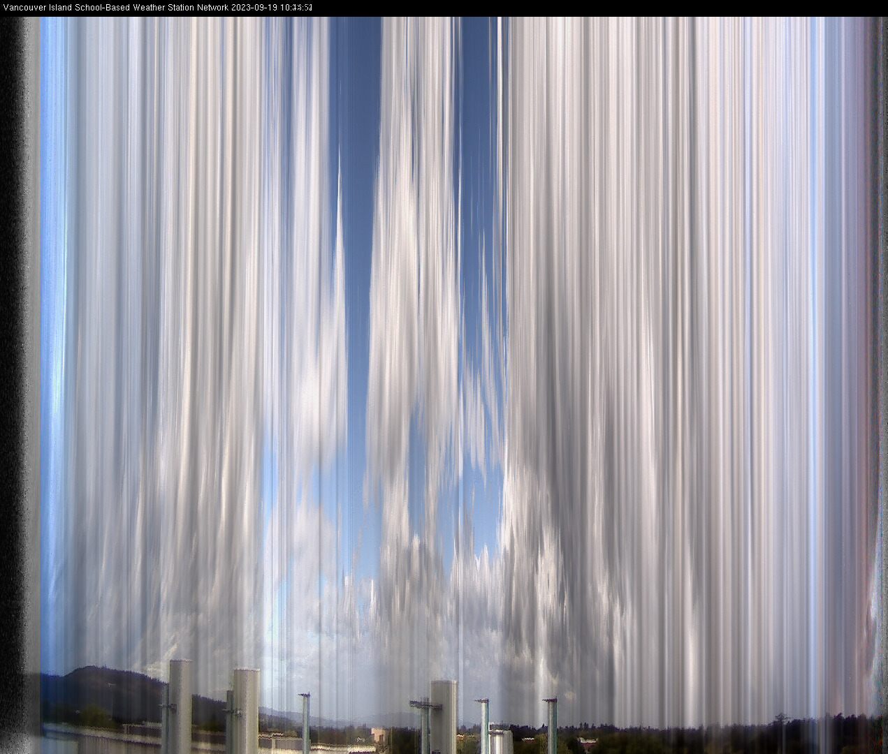 image of the sky seen from UVic, each column of pixels is a different minute, keogram