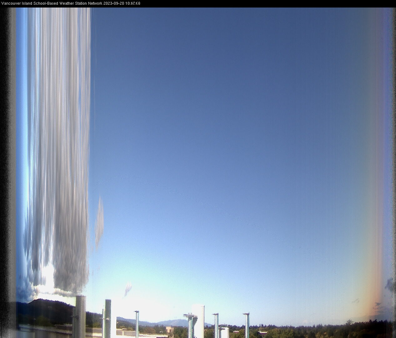 image of the sky seen from UVic, each column of pixels is a different minute, keogram