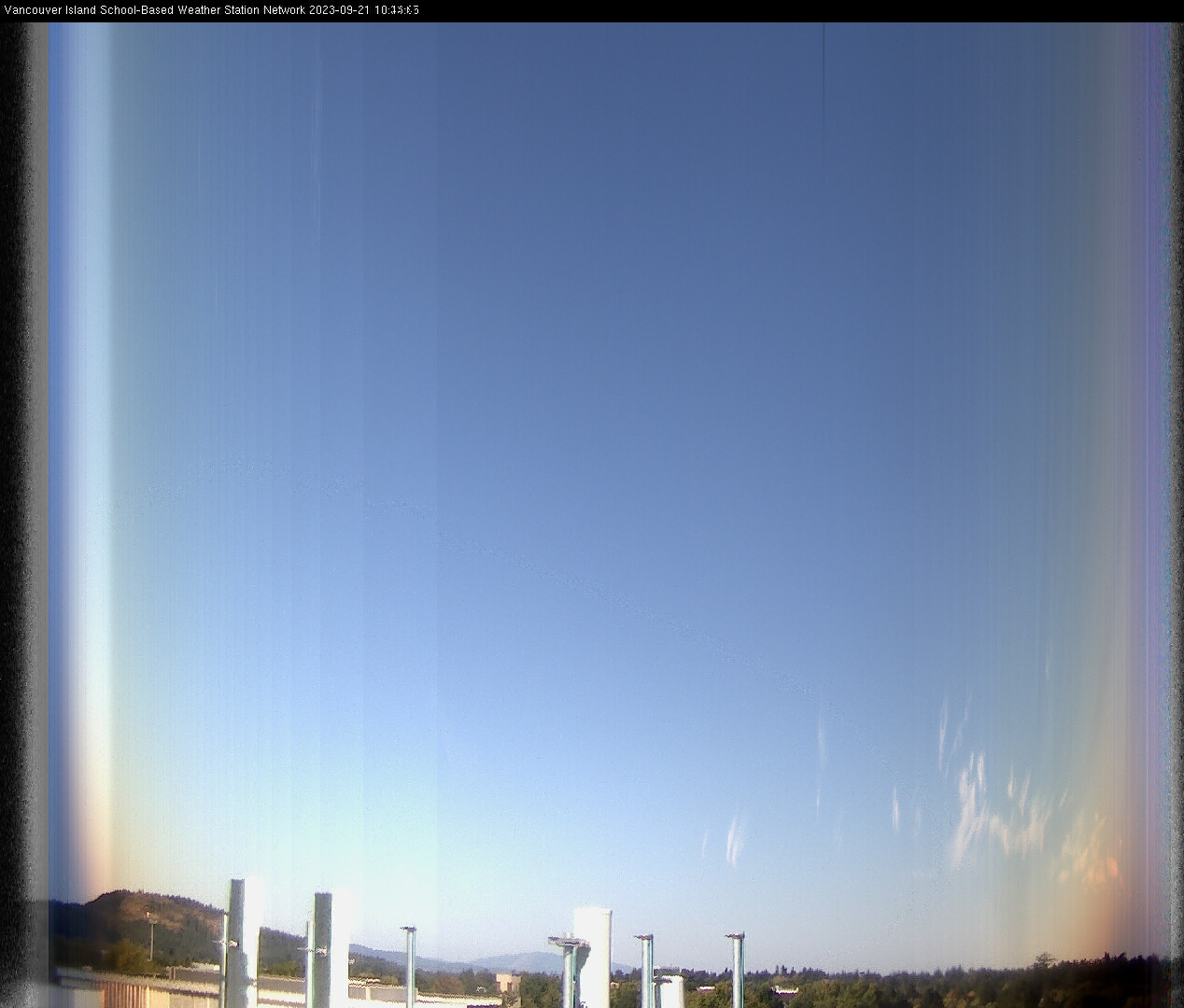image of the sky seen from UVic, each column of pixels is a different minute, keogram