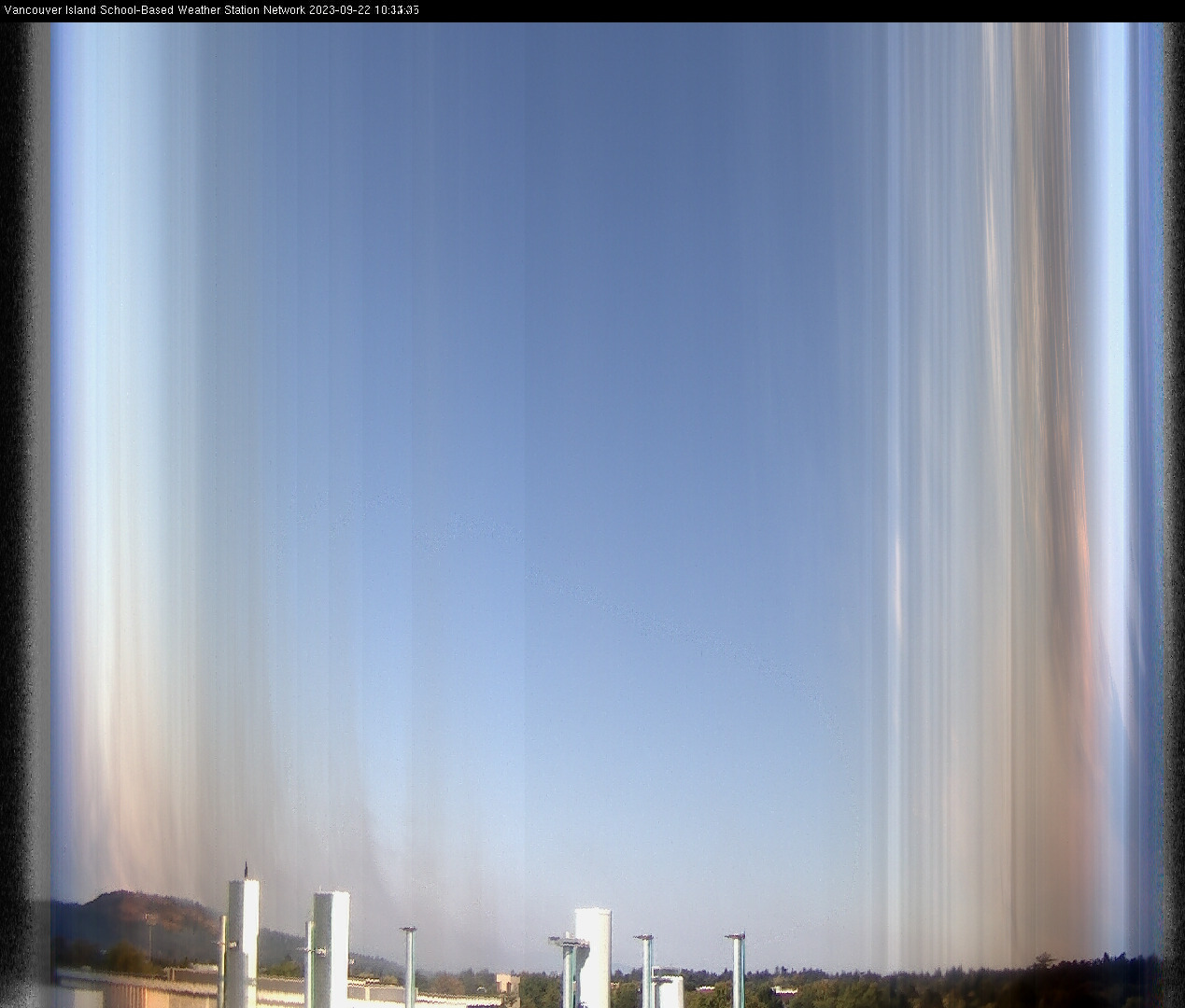 image of the sky seen from UVic, each column of pixels is a different minute, keogram