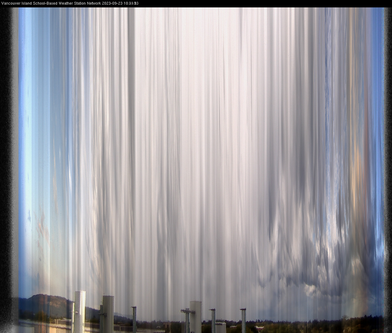 image of the sky seen from UVic, each column of pixels is a different minute, keogram