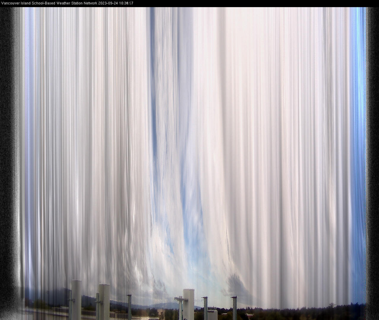 image of the sky seen from UVic, each column of pixels is a different minute, keogram