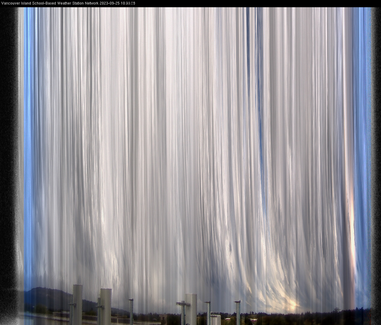 image of the sky seen from UVic, each column of pixels is a different minute, keogram