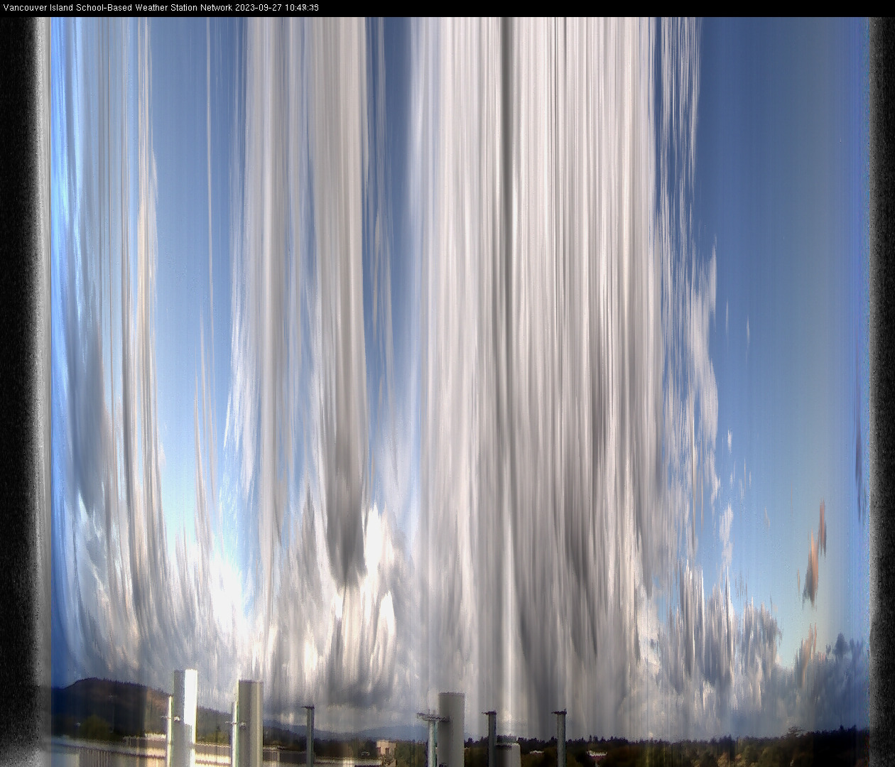 image of the sky seen from UVic, each column of pixels is a different minute, keogram