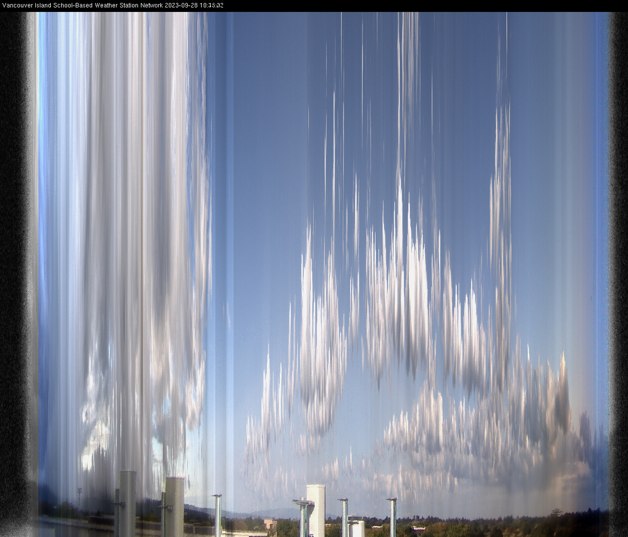 image of the sky seen from UVic, each column of pixels is a different minute, keogram