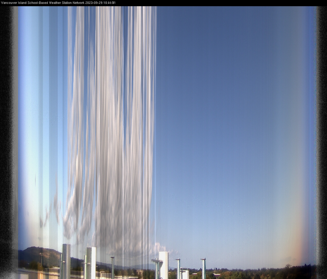 image of the sky seen from UVic, each column of pixels is a different minute, keogram