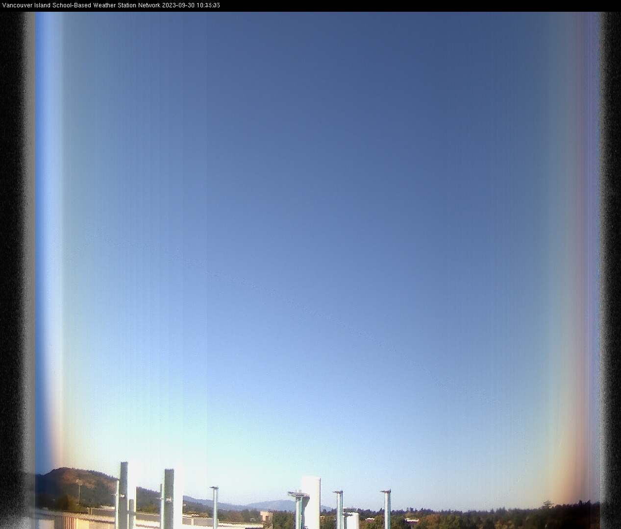 image of the sky seen from UVic, each column of pixels is a different minute, keogram