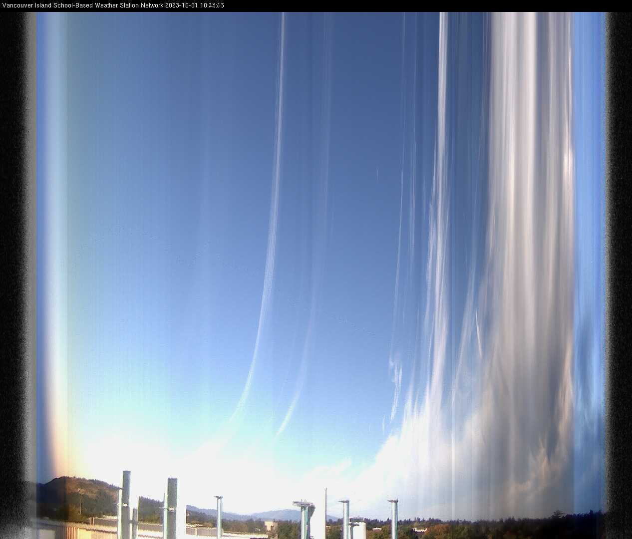 image of the sky seen from UVic, each column of pixels is a different minute, keogram