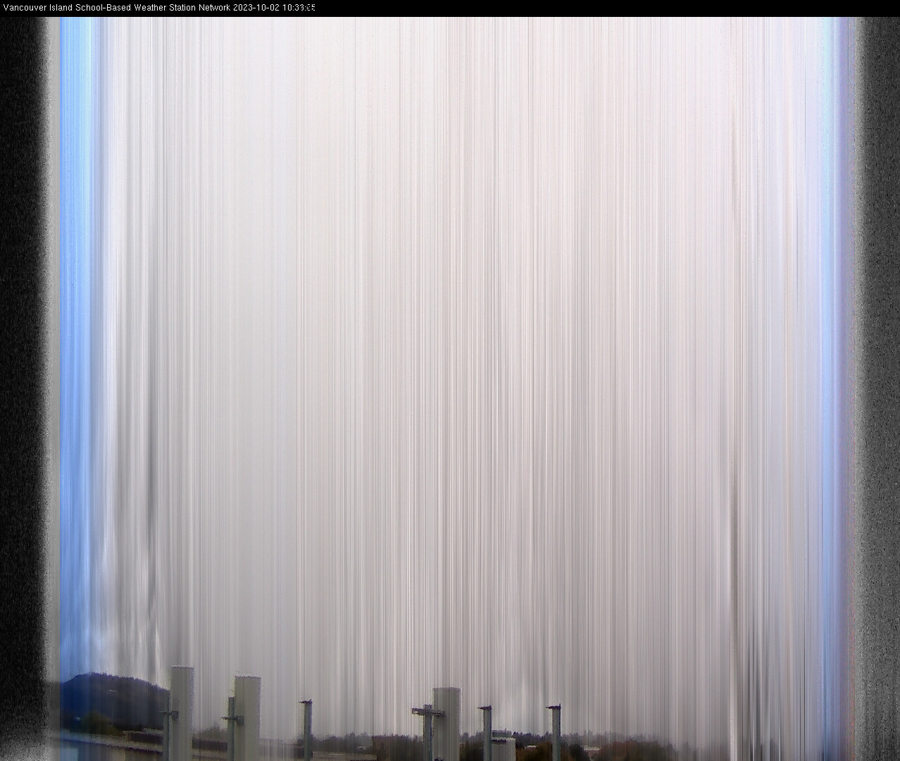 image of the sky seen from UVic, each column of pixels is a different minute, keogram