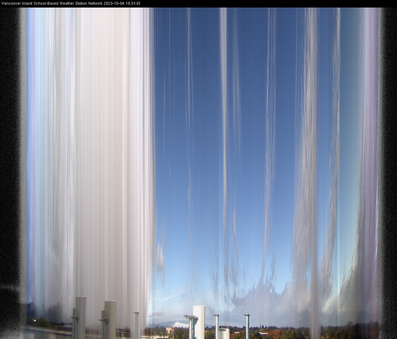 image of the sky seen from UVic, each column of pixels is a different minute, keogram