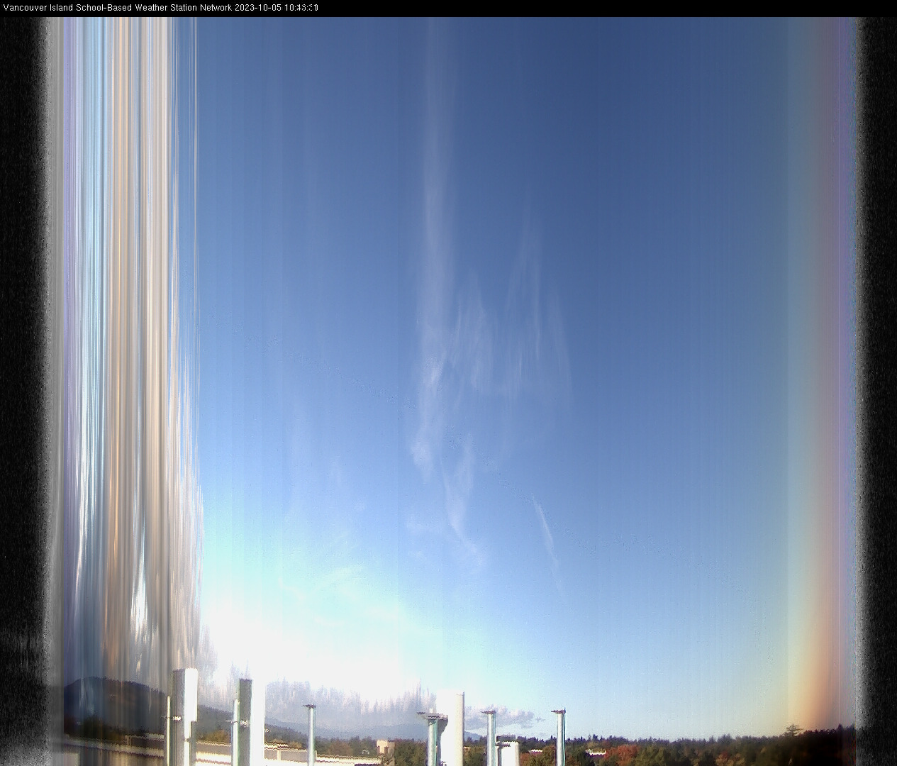 image of the sky seen from UVic, each column of pixels is a different minute, keogram
