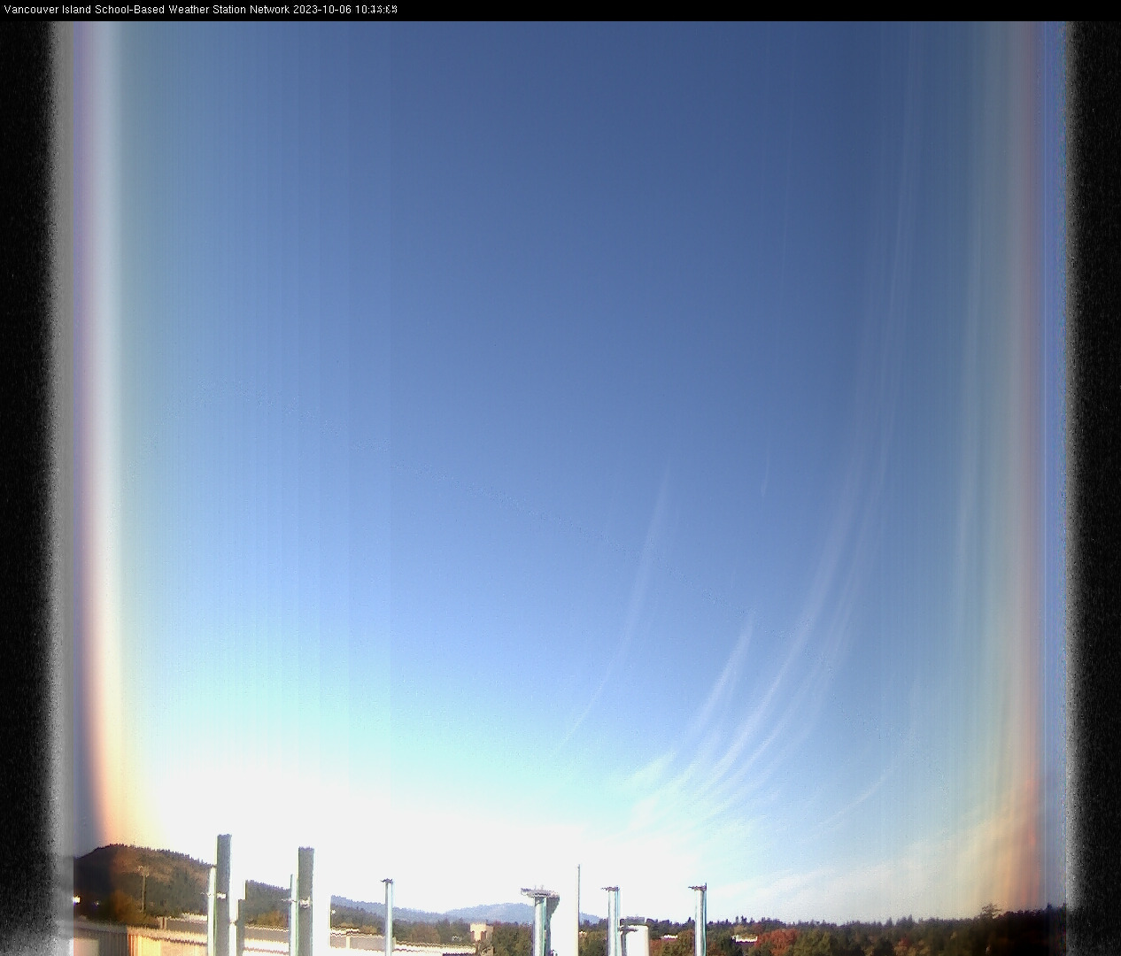 image of the sky seen from UVic, each column of pixels is a different minute, keogram