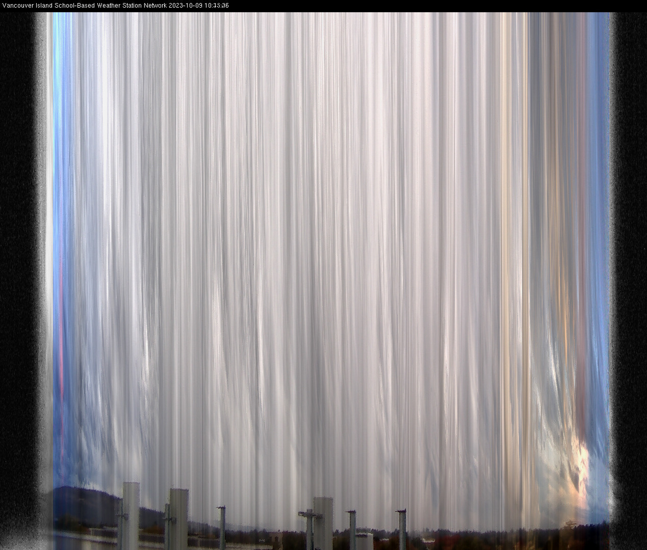 image of the sky seen from UVic, each column of pixels is a different minute, keogram