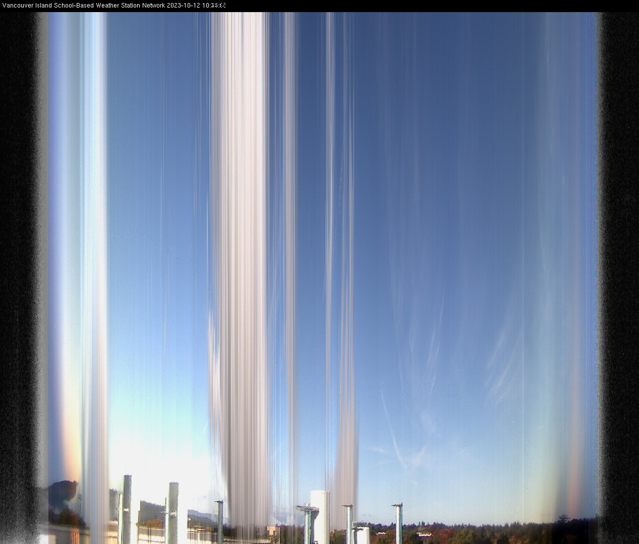 image of the sky seen from UVic, each column of pixels is a different minute, keogram