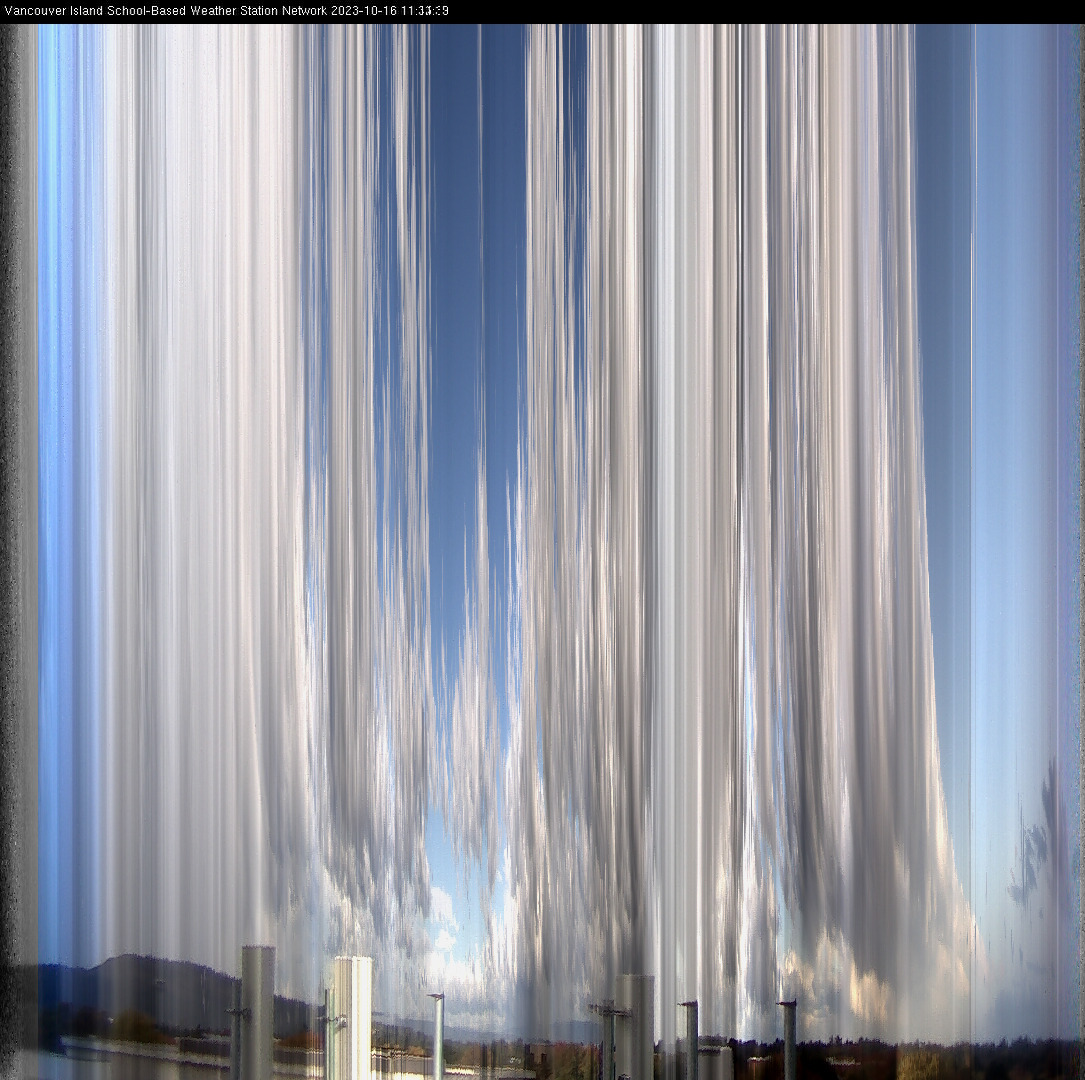 image of the sky seen from UVic, each column of pixels is a different minute, keogram