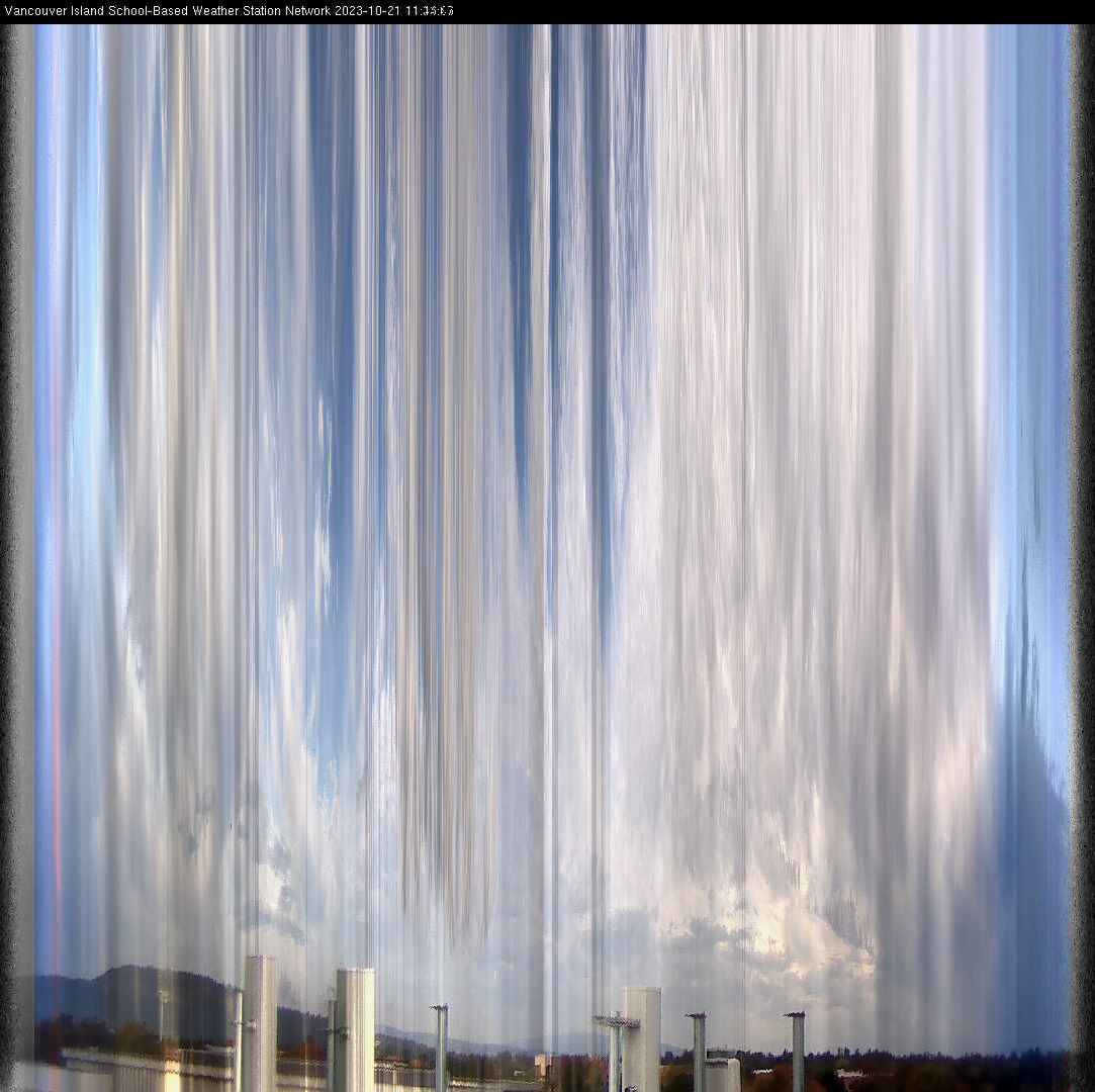 image of the sky seen from UVic, each column of pixels is a different minute, keogram