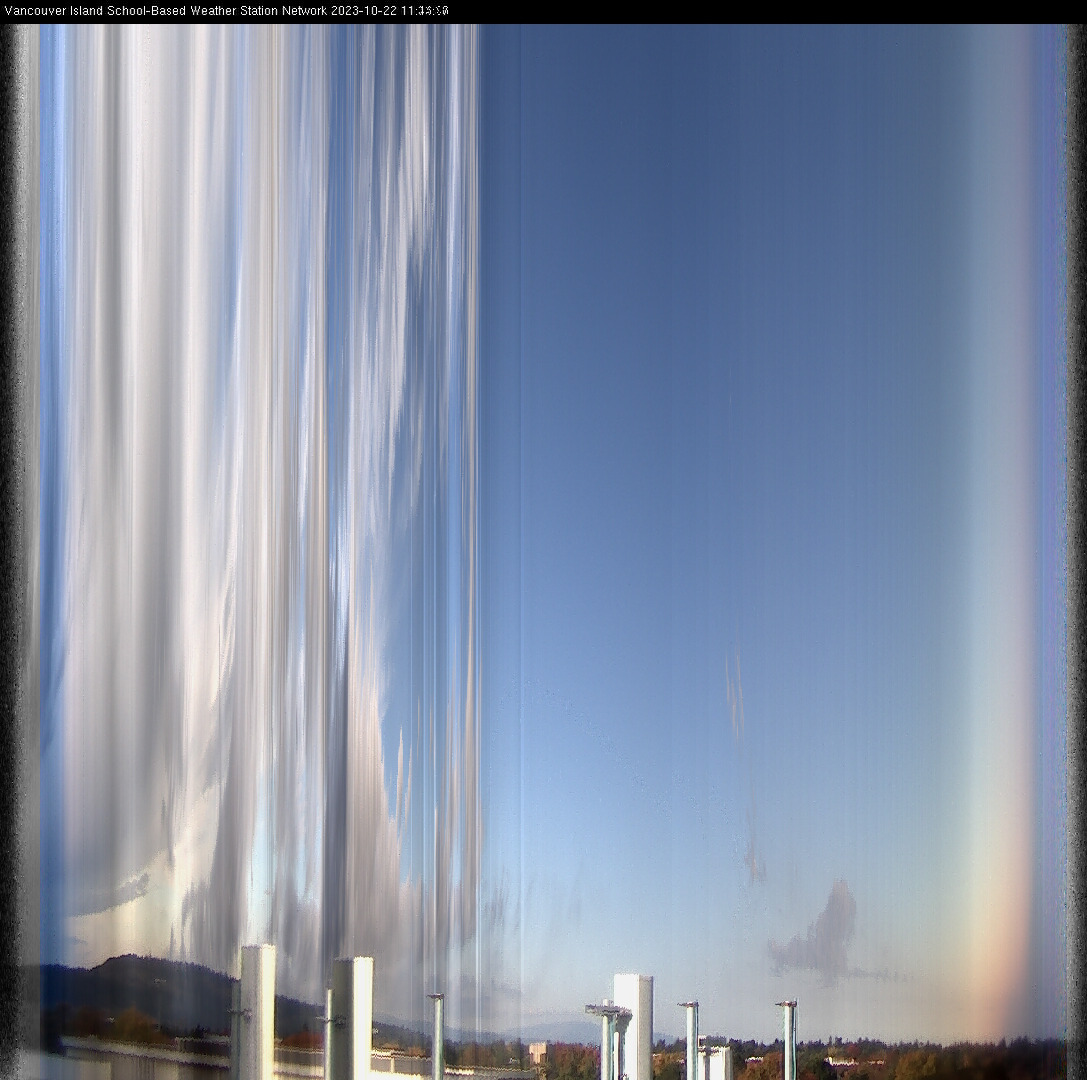image of the sky seen from UVic, each column of pixels is a different minute, keogram