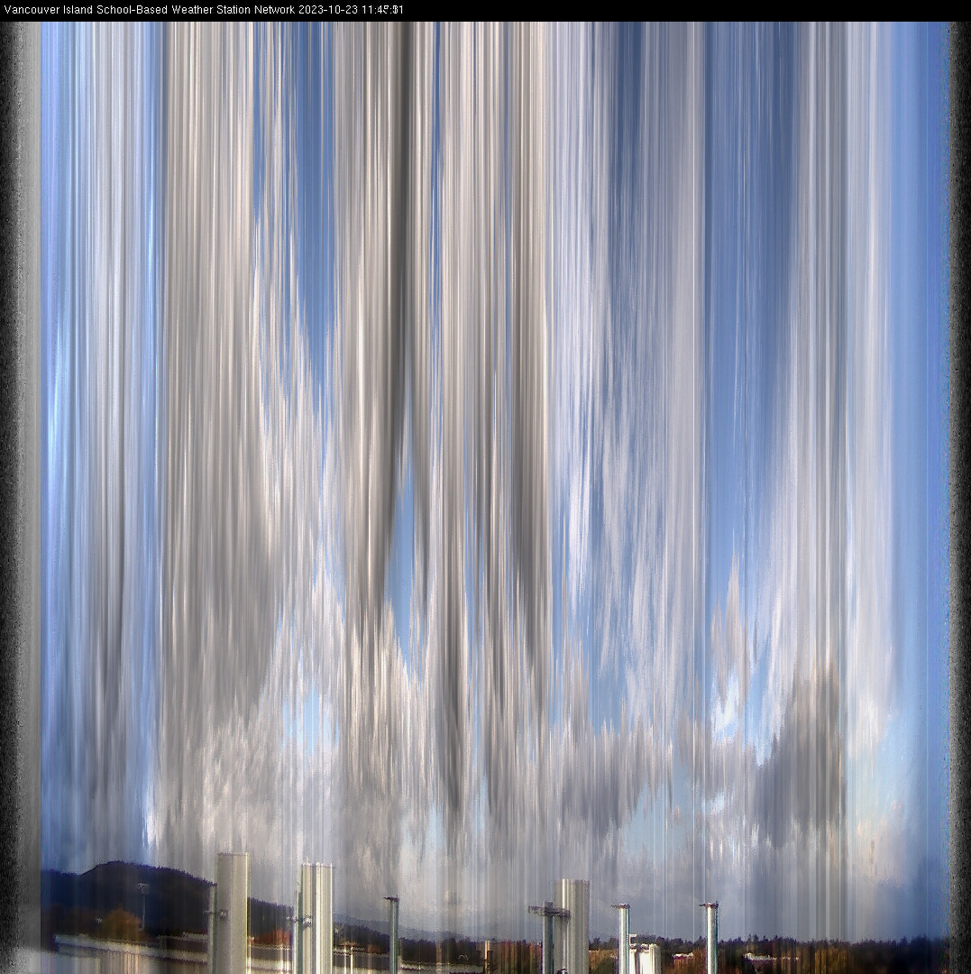 image of the sky seen from UVic, each column of pixels is a different minute, keogram