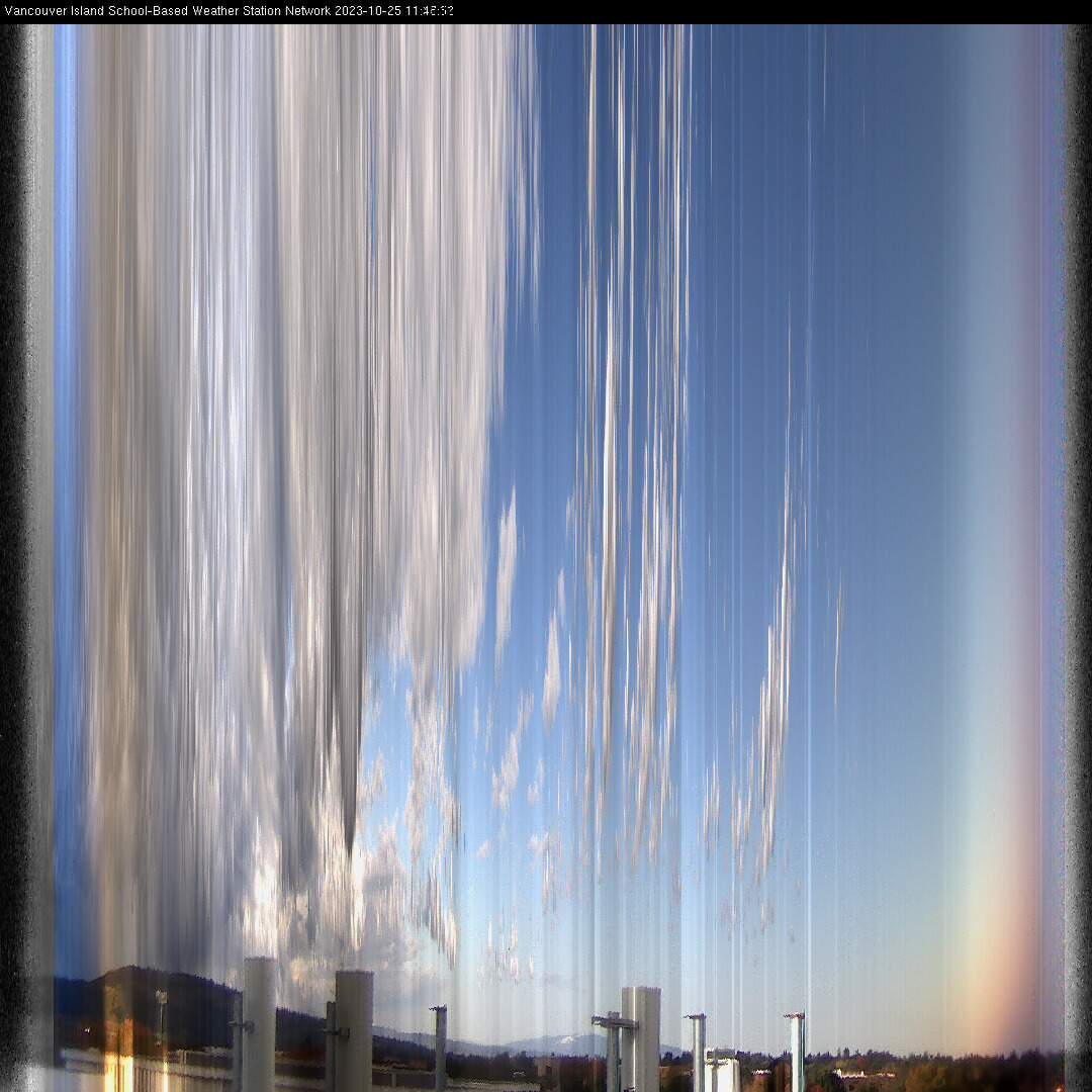 image of the sky seen from UVic, each column of pixels is a different minute, keogram