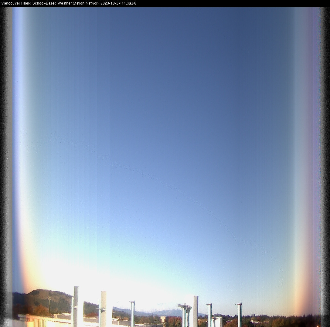 image of the sky seen from UVic, each column of pixels is a different minute, keogram