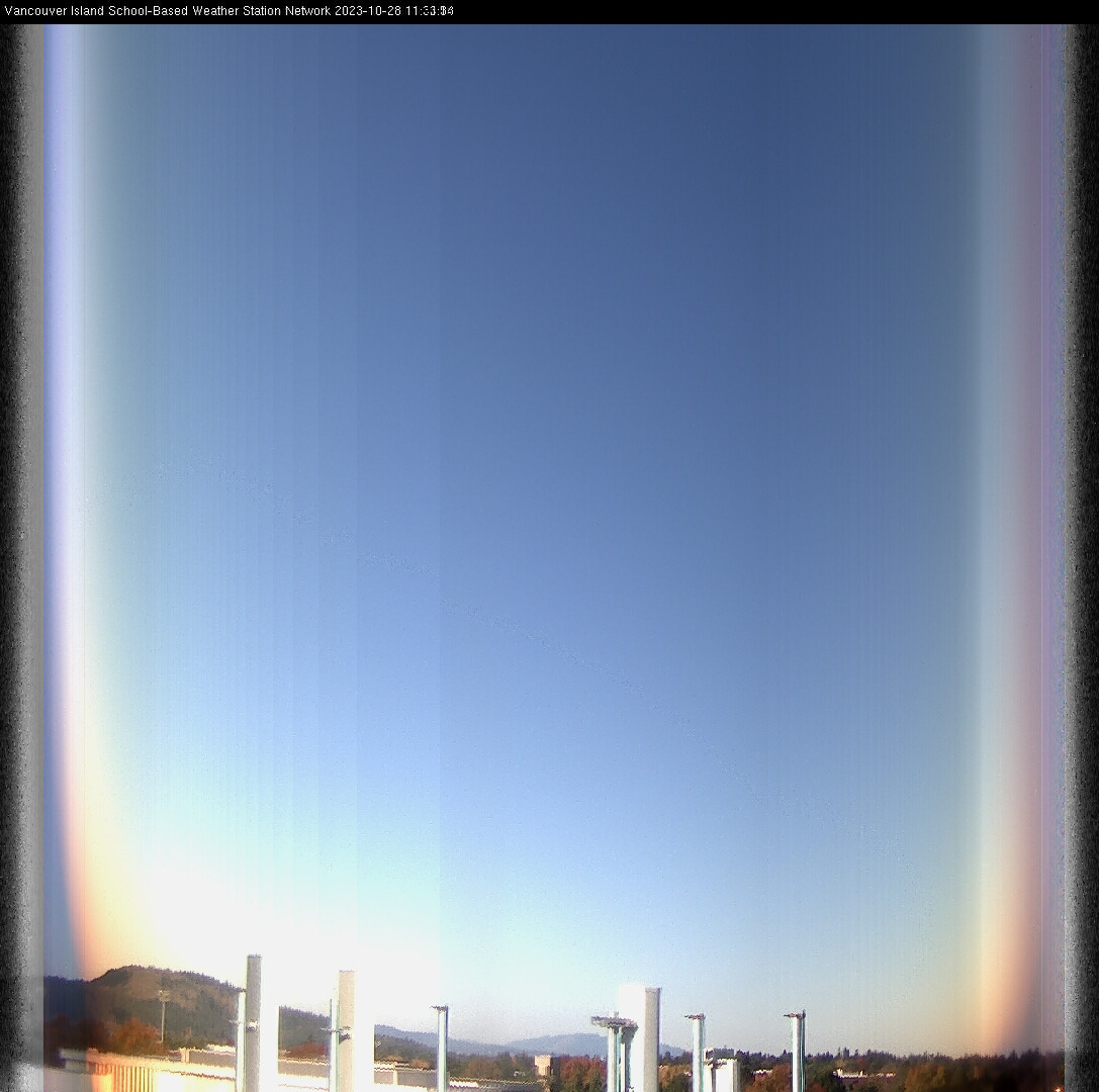 image of the sky seen from UVic, each column of pixels is a different minute, keogram