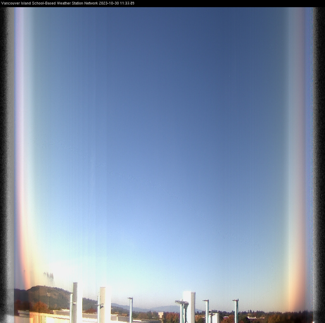 image of the sky seen from UVic, each column of pixels is a different minute, keogram