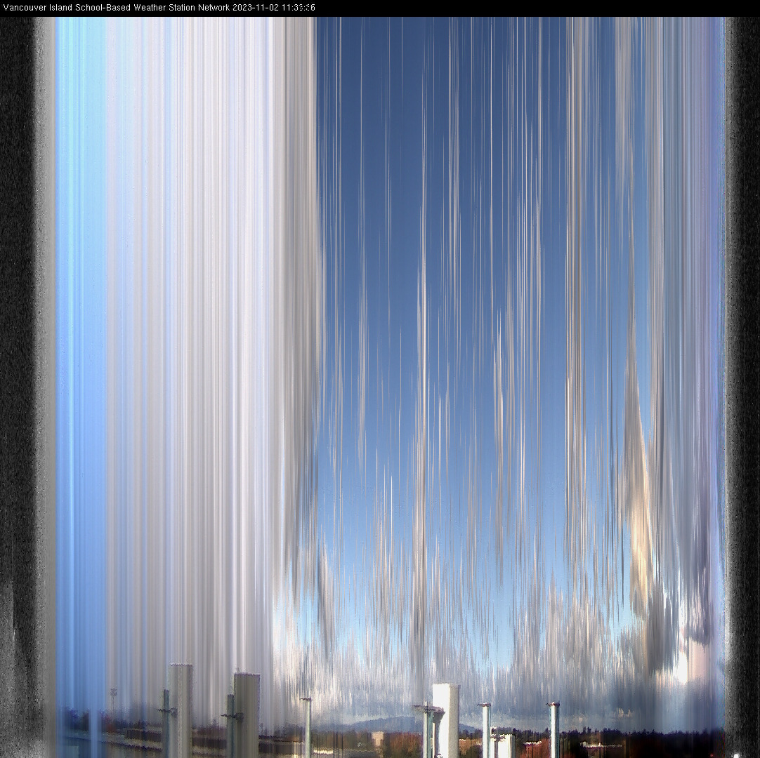 image of the sky seen from UVic, each column of pixels is a different minute, keogram