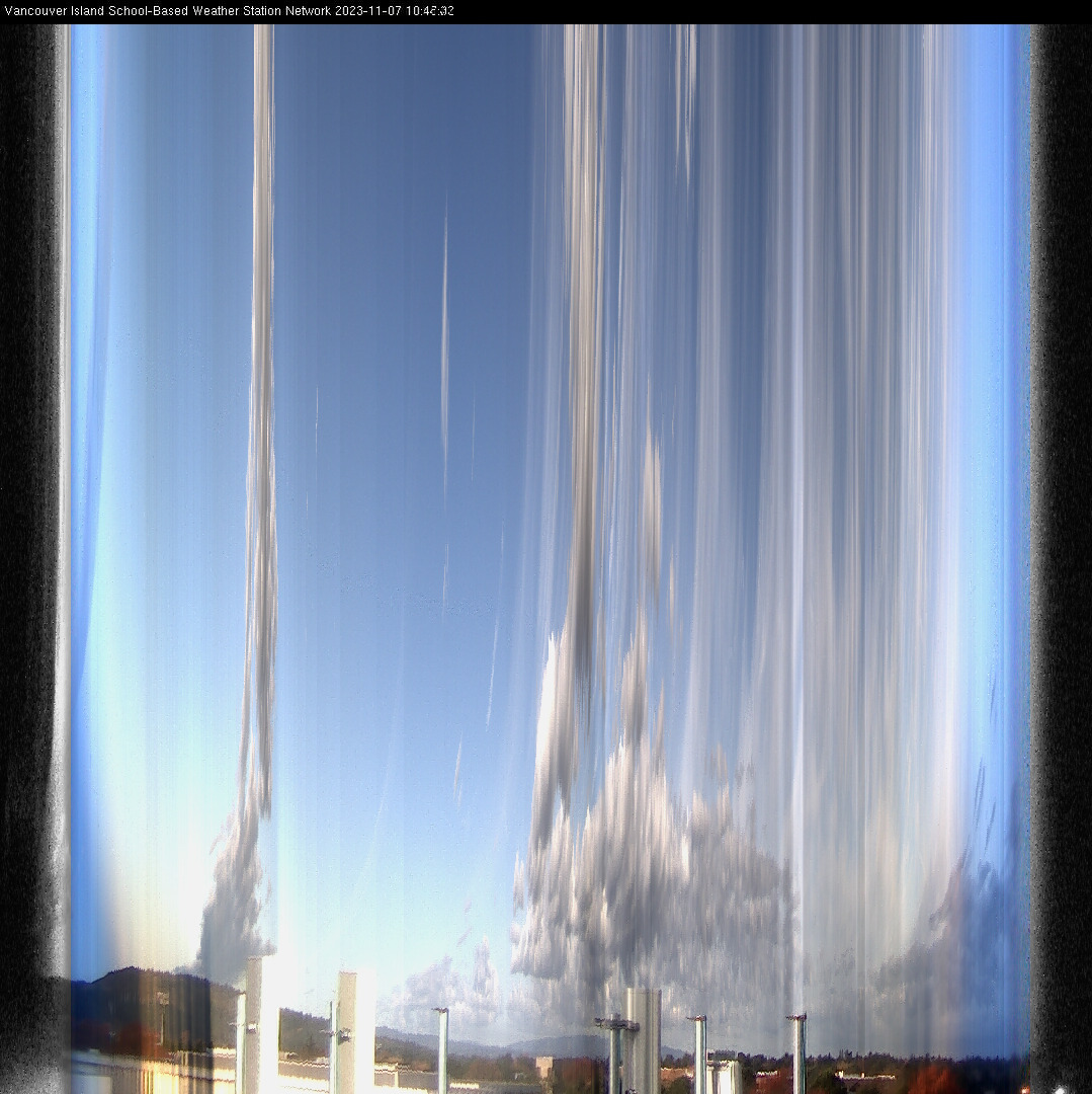 image of the sky seen from UVic, each column of pixels is a different minute, keogram