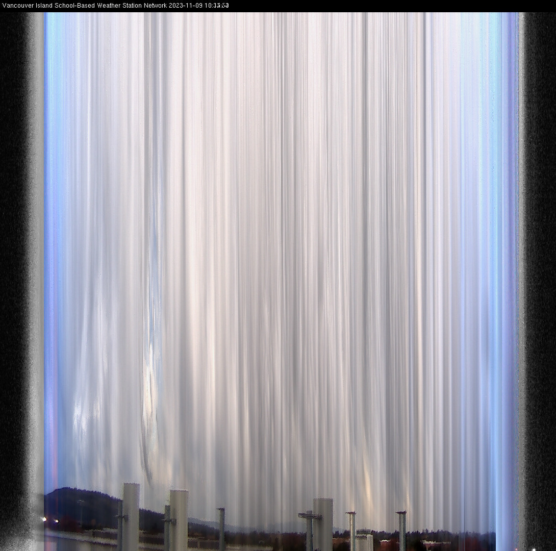 image of the sky seen from UVic, each column of pixels is a different minute, keogram