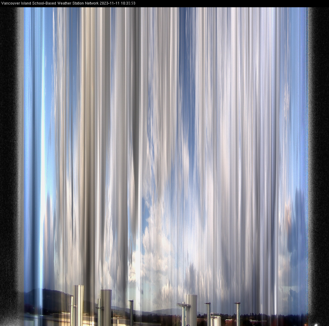 image of the sky seen from UVic, each column of pixels is a different minute, keogram