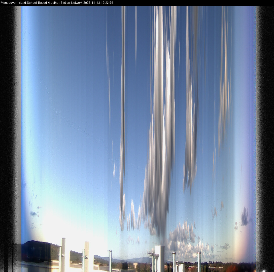 image of the sky seen from UVic, each column of pixels is a different minute, keogram