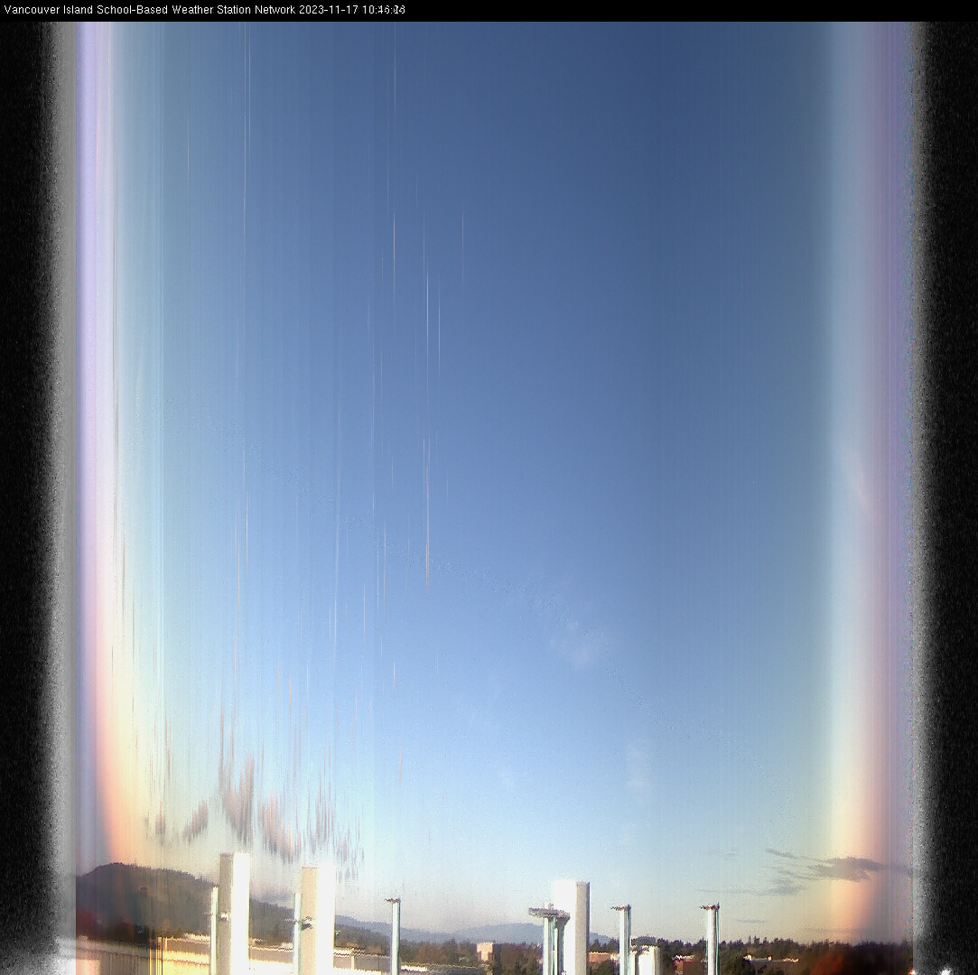 image of the sky seen from UVic, each column of pixels is a different minute, keogram