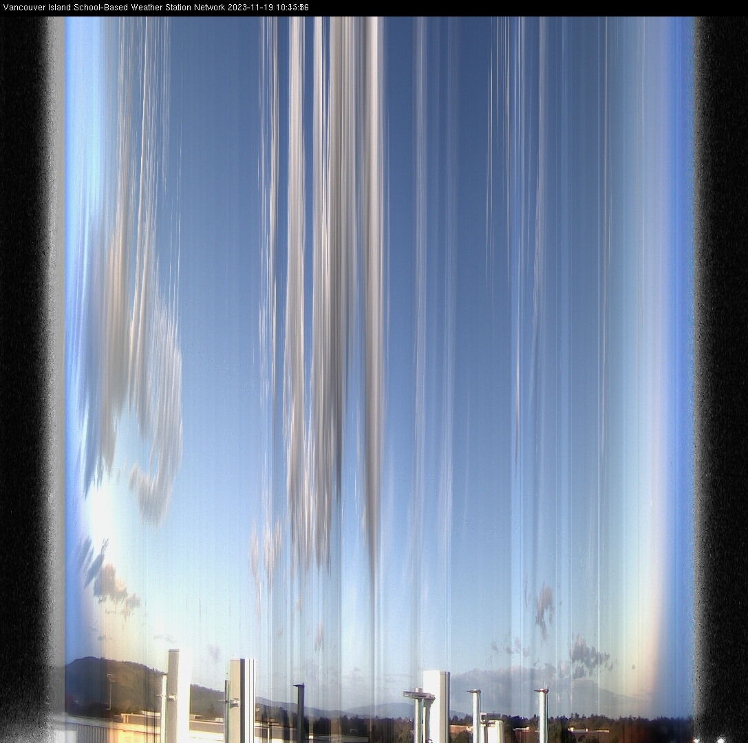 image of the sky seen from UVic, each column of pixels is a different minute, keogram