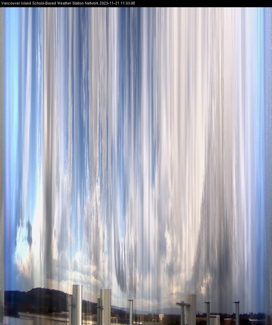 image of the sky seen from UVic, each column of pixels is a different minute, keogram