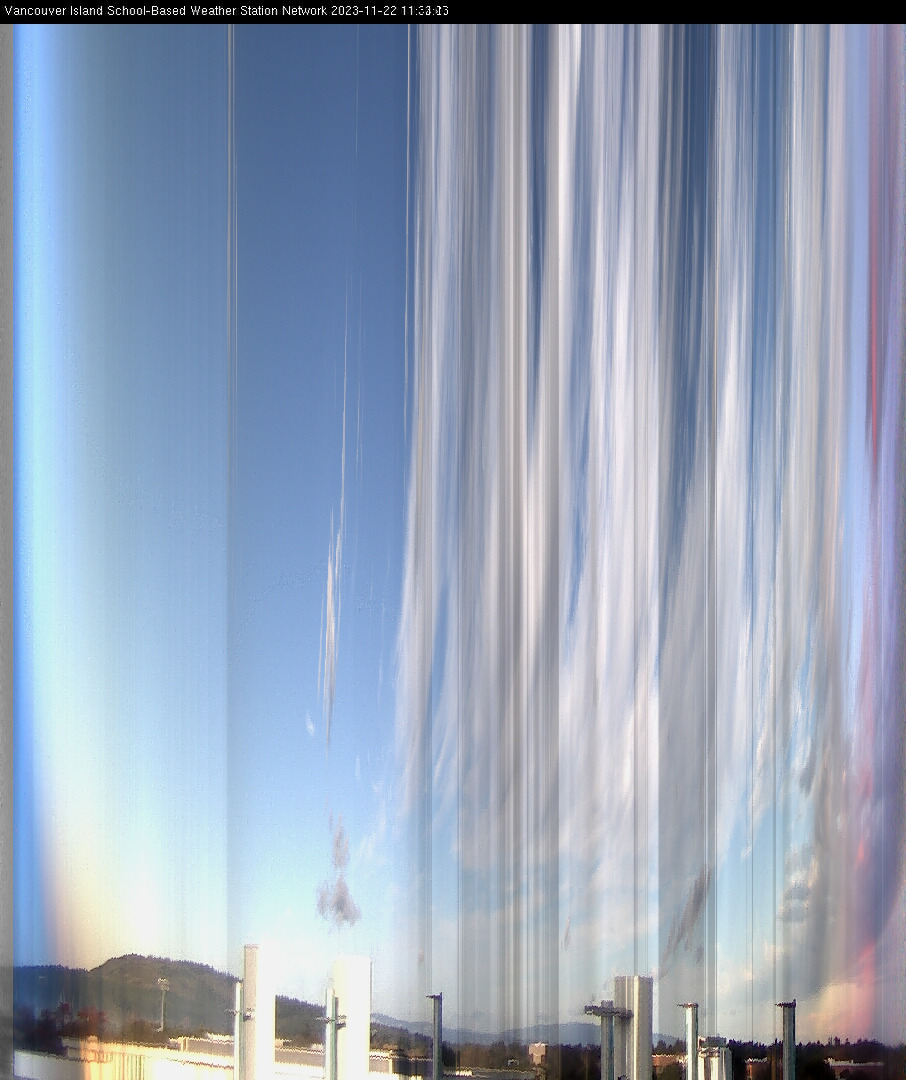 image of the sky seen from UVic, each column of pixels is a different minute, keogram