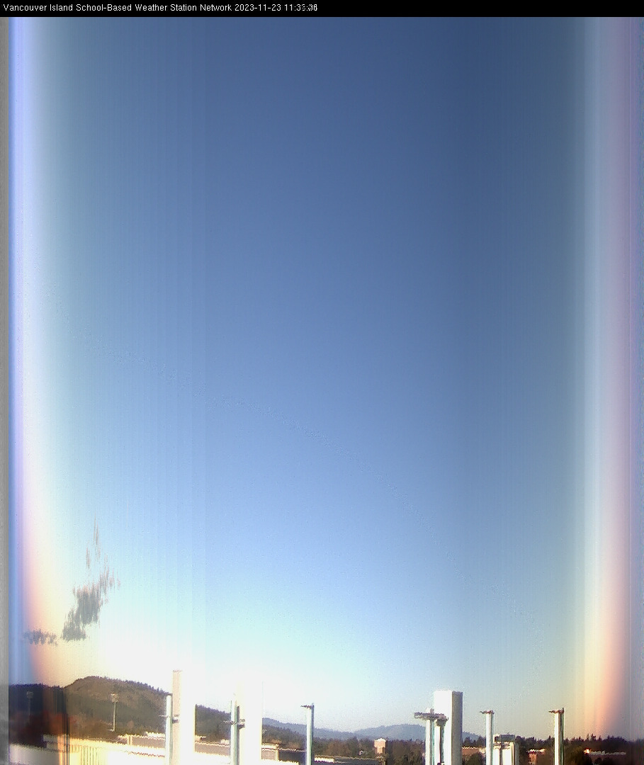 image of the sky seen from UVic, each column of pixels is a different minute, keogram