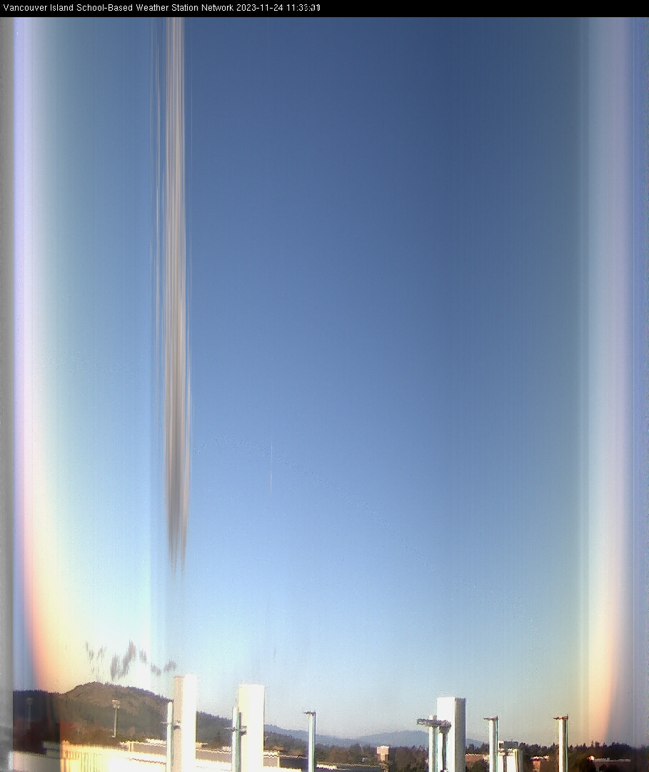 image of the sky seen from UVic, each column of pixels is a different minute, keogram