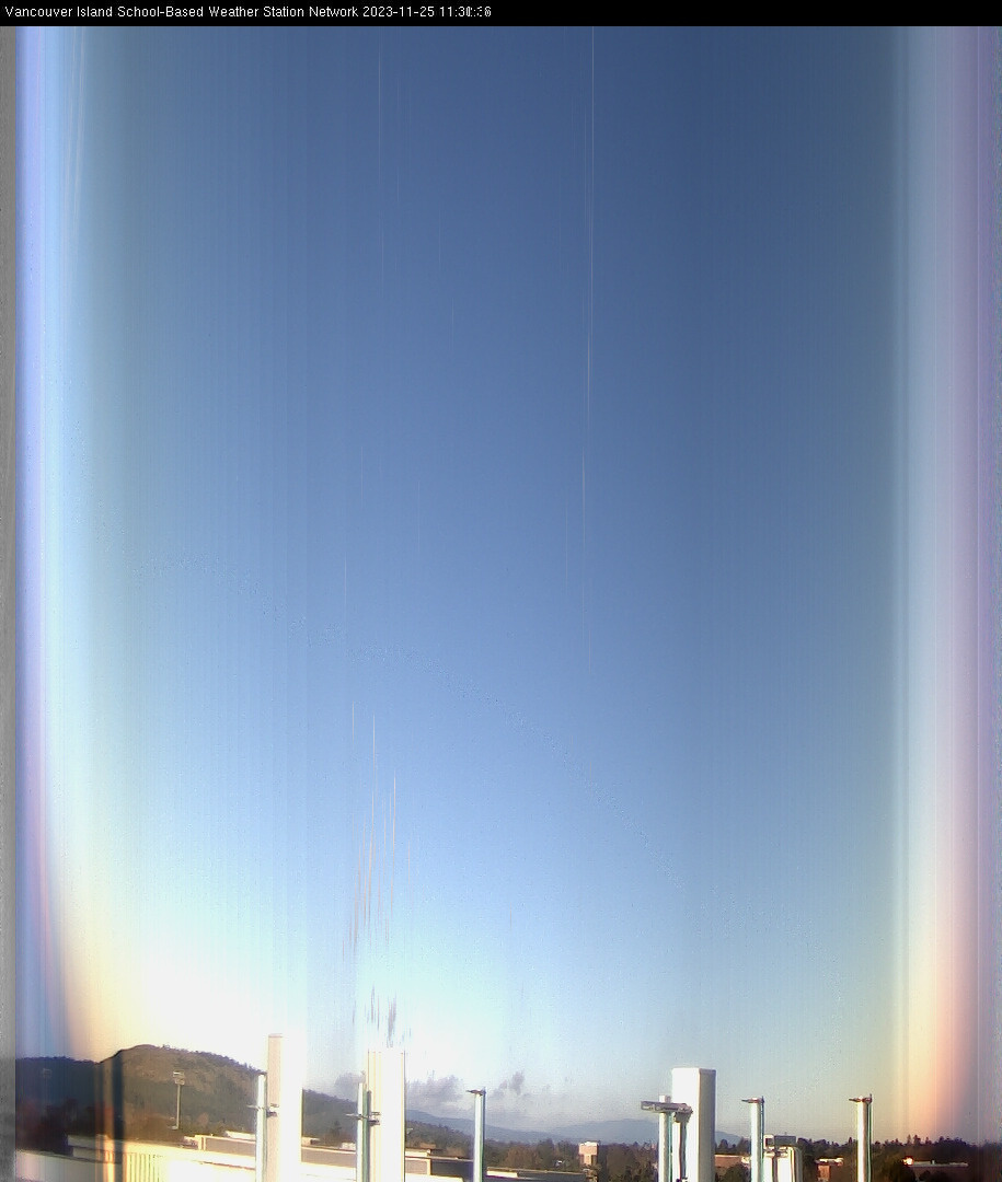 image of the sky seen from UVic, each column of pixels is a different minute, keogram