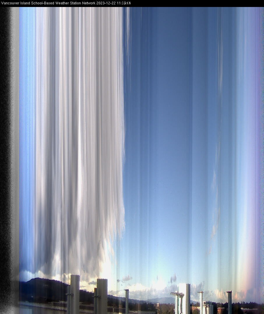 image of the sky seen from UVic, each column of pixels is a different minute, keogram